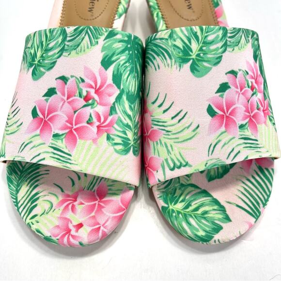 Comfortview Capri Wedge Slide Sandal Sz 8 WW Green & Pink Floral Espadrille New - Picture 10 of 16